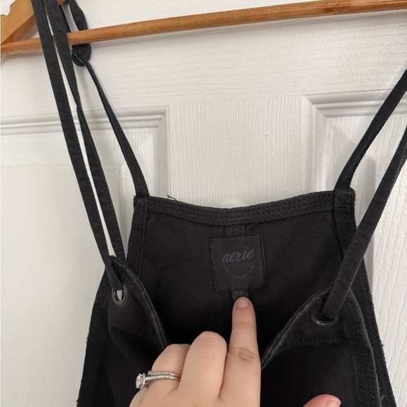 Aerie NWT Charcoal Denim Overall Shorts - Picture 6 of 8